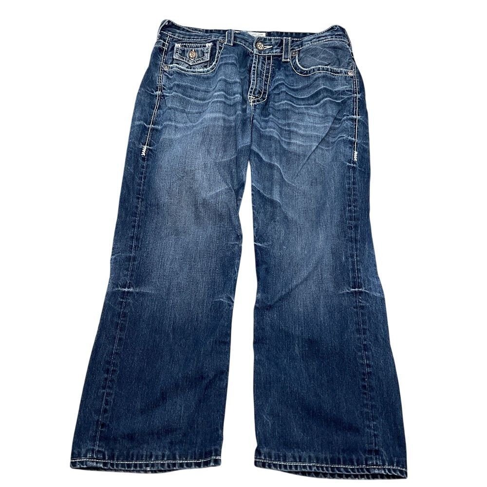 Big Star Jeans Women 36R 27.5L Blue Voyager Straight Bootcut‎ Embroidery Western